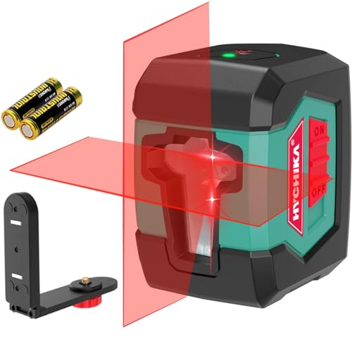 HYCHIKA Kreuzlinienlaser, Linienlaser Selbstnivellierend 15M mit Dualem Lasermodul 360°Umschaltbar Horizontal/Vertikal mit Halterung, 2 x AA Batterie IP54 Schutzlevel von HYCHIKA BETTER TOOLS FOR BETTER LIFE