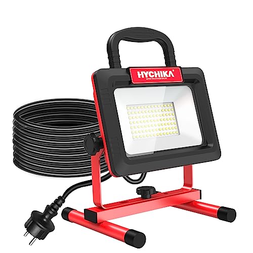 HYCHIKA LED Baustrahler 100W, LED Strahler 12000 LM 6500K, 2 Modes Adjustable Brightness, 360° Degree Rotation Wasserdichtes IP65 Arbeitsleuchter Drehbar, 2 m Kabel mit Stecker für Werkstatt Baustelle von HYCHIKA BETTER TOOLS FOR BETTER LIFE