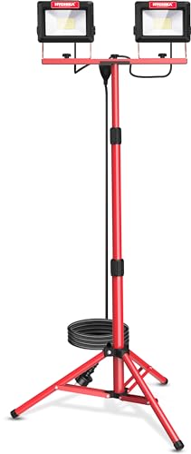 HYCHIKA LED Baustrahler Arbeitsstrahler mit Stativ 2x60W, LED Strahler 2x7000 Lumen,1.75M Einstellbar Teleskopisch, 360°Grad Drehung 3M Kabel HYCHIKA LED Baustrahler Arbeitsstrahler mit Stativ 2x60W, LED Strahler 2x7000 Lumen,1.75M Einstellbar Teleskopisch, 360°Grad Drehung 3M Kabel von HYCHIKA BETTER TOOLS FOR BETTER LIFE