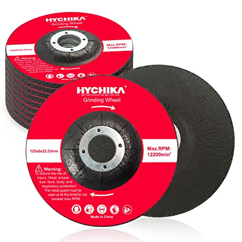 Schruppscheiben 125mm 10 Stück, HYCHIKA Professional Schruppscheibe gekröpft, Winkelschleifer Scheiben für Stahl-, Metallbearbeitung Schleifen Polieren, Entgraten Ø125 x 22,2 mm, Dicke:6 mm von HYCHIKA BETTER TOOLS FOR BETTER LIFE