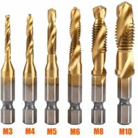 Hychika - Hex Shank Helix-Gewindebohrer High Speed Stahl Titanbeschichteter Bohrer Drei-in-Eins-Bohrer Gewindeschneiden Fase Integrierter von HYCHIKA