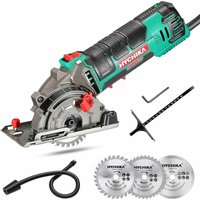 Hychika - Mini Kreissge Handkreissge mit 3 Sgeblttern, Skalenlineal, 500W Motor aus reinem Kupfer, 4500RPM, Ideal f¨¹r Holz-, Weichmetall-, Fliesen von HYCHIKA