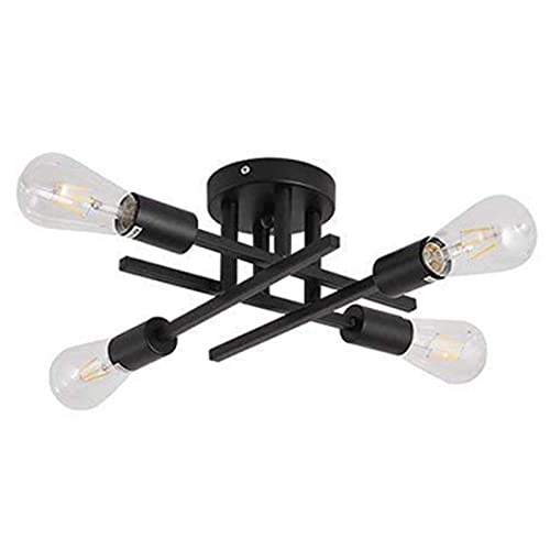 Industriell Lampe Schwarz Sputnik Deckenleuchte Weinlese LED 4 Lichter Deckenleuchte E27 Modern Metall Kronleuchter für Wohnräume Küche Hausflur Schlafzimmer Speisesaal Hotel Café Restaurant von HYDMALDOU