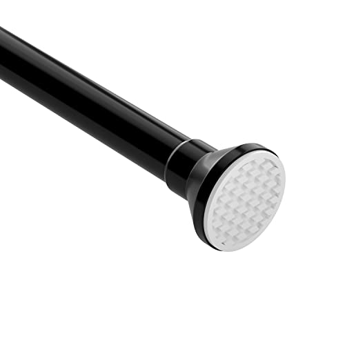 Duschvorhangstange ohne Bohren Gardinenstange zum Klemmen Vorhangstange Schwarz Ausziehbar Teleskopstange Edelstahl 66-120CM Klemmstange für Gardinen Spannstange Kleiderstange für Badewanne Garderobe von HYDONG