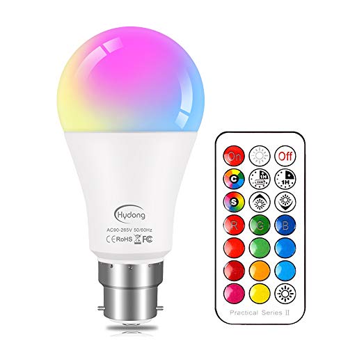 HYDONG Farbwechsel Glühbirne B22 10W Dimmbar, RGBW LED Lampe mit Fernbedienung,12 Farbe Choices für Home Dekoration Bar Party KTV Stage von HYDONG