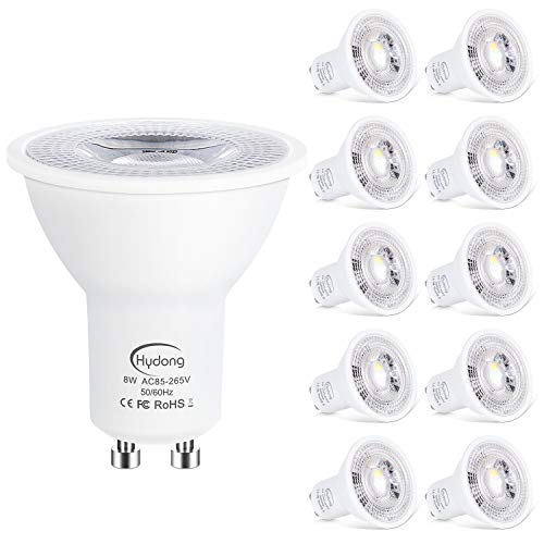 HYDONG GU10 LED Warmweiss 8W Birne Nicht Dimmbar 720 Lumen LED Lampe Ersatz für 70W Halogenlampen, 2700K, 120° Abstrahlwinkel Spotlight, AC 85V-265V, 10 Stück von HYDONG