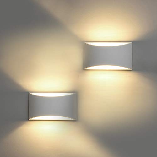 HYDONG LED Wandleuchte Innen 2 Stück 7W Weiß Gipsleuchte Modernes Wandlampe LED Licht Up und Down Wandlicht Spotlicht Warmweiß für Badezimmer, Wohnzimmer, Schlafzimmer, Flur (G9 LED Birne enthalten) von HYDONG