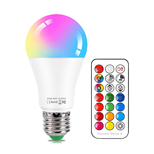 Glühbirne E27 LED Farbwechsel Lampe mit Fernbedienung, 10W RGB + Kaltweiss Dimmbar Edison Farbige Birnen für Schlafzimmer Wohnzimmer Atmosphäre Licht von HYDONG