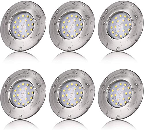 HYDONG LED Einbaustrahler Set IP44 Kaltweiß Badeinbaustrahler 5W LED Modul 230V ultra Flach Spots Bad Deckenspot Einbauspot 6000K 400LM Round Deckenstrahler - 6er Set von HYDONG