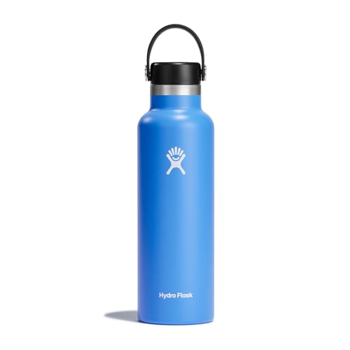 Hydro Flask - Standard Mouth - Trinkflasche 621ml (21oz) - Isolierte Wasserflasche aus Edelstahl - Sportflasche mit auslaufsicherem Flex Deckel & Gurt - Thermoflasche Spülmaschinenfest - Cascade von HYDRO FLASK