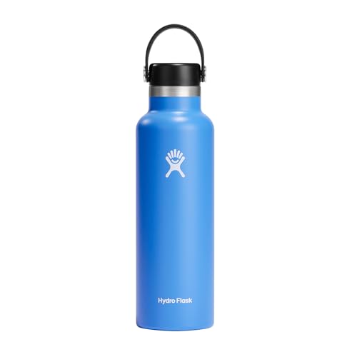 Hydro Flask - Standard Mouth - Trinkflasche 621ml (21oz) - Isolierte Wasserflasche aus Edelstahl - Sportflasche mit auslaufsicherem Flex Deckel & Gurt - Thermoflasche Spülmaschinenfest - Cascade von HYDRO FLASK