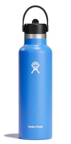 Hydro Flask - Standard Mouth - Trinkflasche 621ml (21oz) mit Strohdeckel - Vakuumisolierte, Wiederverwendbare Flasche aus Edelstahl - Auslaufsicherer Deckel - Heiß & Kalt - Kleine Öffnung - Cascade von HYDRO FLASK
