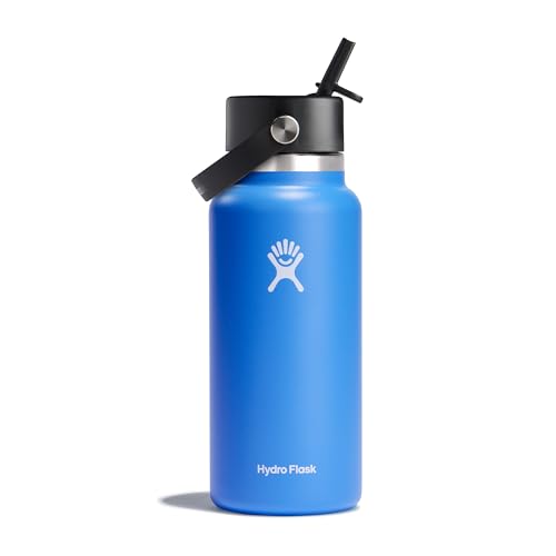 Hydro Flask - Wide Mouth - Trinkflasche 946ml (32oz) mit Strohdeckel - Vakuumisolierte, Wiederverwendbare Flasche aus Edelstahl - Auslaufsicherer Deckel - Größe Öffnung - Cascade von HYDRO FLASK