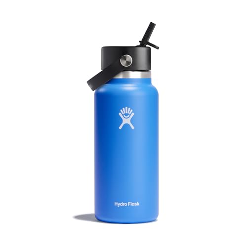 HYDRO FLASK - Wide Mouth - Trinkflasche 946ml (32oz) mit Strohdeckel - Vakuumisolierte, Wiederverwendbare Flasche aus Edelstahl - Auslaufsicherer Deckel - Größe Öffnung - Cascade von Hydro Flask