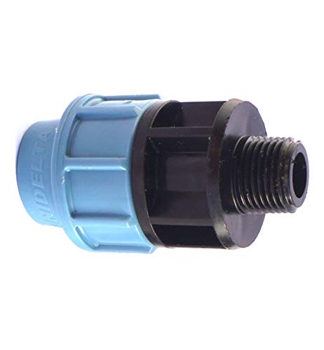 HYDROBIL MDPE Fitting für Wasserrohre, Adapter 20mm x 3/4" BSP Außengewinde, für MDPE Kunststoffrohre, 16 Bar, Max. Temp. 45°C, Klemmringverschraubungen von HYDROBIL