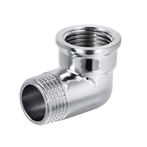 HYDROBIL Winkel 1/2" BSP (18,6mm) Innengewinde x 1/2" BSP (21mm) Außengewinde, Messing Verchromt, Sanitärarmaturen für Wasserleitung, Sanitärverbindungen, 10 Bar, Max. Temp. 95°C, BSP Anschluss von HYDROBIL