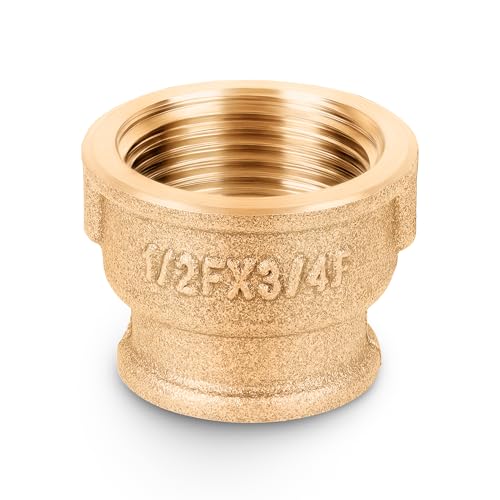 BFG Reduziermuffe 3/4" BSP (24,1mm) Innengewinde x 1/2" BSP (18,6mm) Innengewinde, Messing, Reduzierstück, Sanitärarmaturen für Wasserrohr, Sanitär Verbindungen, 10 Bar, Max. Temp. 95°C von HYDROBIL