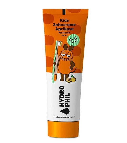 HYDROPHIL Kinder-Zahncreme mit der Maus - 75ml - Aprikose - Naturkosmetik von HYDROPHIL