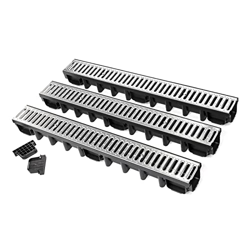 HYDROTEC Entwässerungsrinne SELFline mit verzinktem Stahlrost 3er Set Klasse A15 3 Meter von HYDROTEC