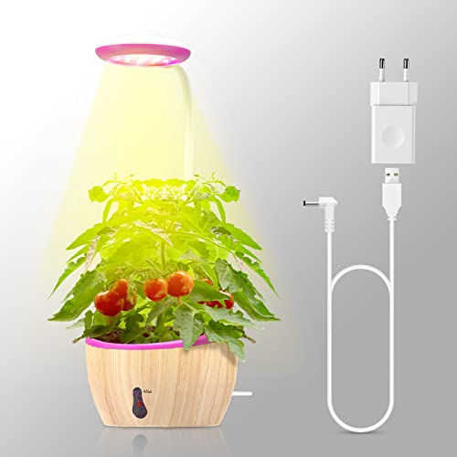 HYECHO LED-Wachstumslicht Vollspektrum, automatische Wasserumleitung, höhenverstellbar, automatischer Timer, 5V Sicherheitsspannung, geeignet für Zimmerpflanzen, kleine Pflanzen (Rosa) von HYECHO