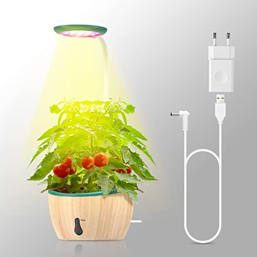 HYECHO LED-Wachstumslicht Vollspektrum, automatische Wasserumleitung, höhenverstellbar, automatischer Timer, 5V Sicherheitsspannung, geeignet für Zimmerpflanzen, kleine Pflanzen (Blau) von HYECHO