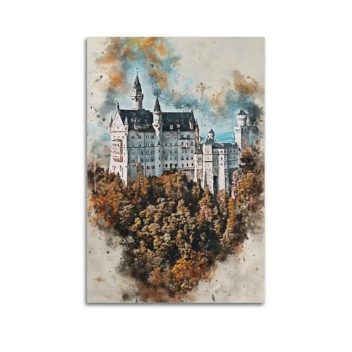 HYEDHGD Neuschwanstein Aquarell-Poster, Vintage-Kunst-Cover, Raumdekoration, ästhetisch für Schlafzimmer, Wohnzimmer, Wände, ästhetisches Poster, 30 x 45 cm, ungerahmter Stil HYEDHGD Neuschwanstein Aquarell-Poster, Vintage-Kunst-Cover, Raumdekoration, ästhetisch für Schlafzimmer, Wohnzimmer, Wände, ästhetisches Poster, 30 x 45 cm, ungerahmter Stil von HYEDHGD