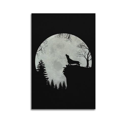 HYEDHGD Poster, Motiv: Dackel bei Vollmond, Vintage-Kunst, Raumdekoration, ästhetisch für Schlafzimmer, Wohnzimmer, Wände, ästhetisches Poster, 50 x 75 cm, ungerahmter Stil HYEDHGD Poster, Motiv: Dackel bei Vollmond, Vintage-Kunst, Raumdekoration, ästhetisch für Schlafzimmer, Wohnzimmer, Wände, ästhetisches Poster, 50 x 75 cm, ungerahmter Stil von HYEDHGD