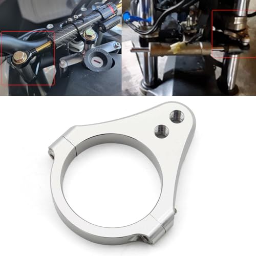 35mm Universal Lenkungsdämpfer Motorrad Dämpfer Gabel Rohr Halterung Unterstützung Halter (Silber) von HYEPIVOT