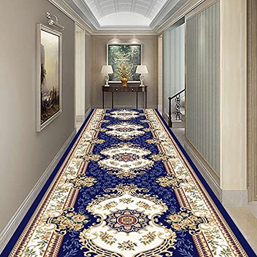 HYEYXKK Navy Blue Runner Teppich für Flur, extra Lange Teppiche für Küchentreppen Eingang Schlafzimmer, 1m / 1,5m / 2m / 2,5m / 3m / 3,5m / 4m / 4,5m / 5m / 5,5m / 6m Türmatte (Size : 60x250cm) von HYEYXKK