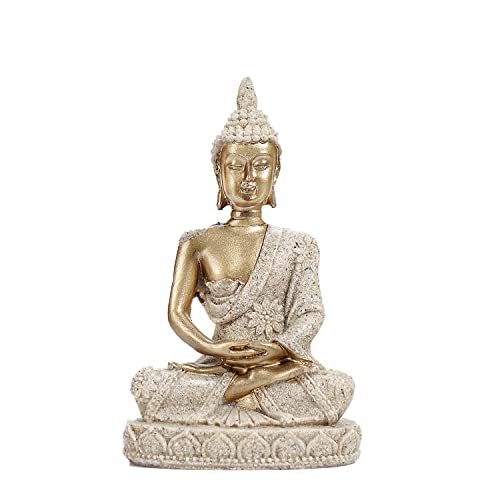 HYFAN Kleine Meditations-Buddha-Statue, harmonische Yoga-Figur, Sammlerstück, Basteln, Feng Shui, Skulptur, Dekor für Zuhause, Büro, Regal, Schreibtisch (Gold 4) von HYFAN