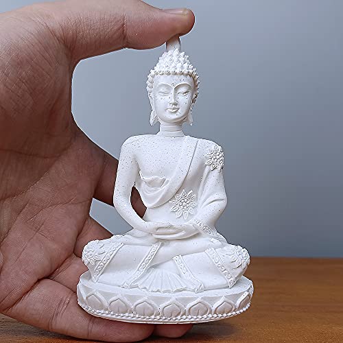 HYFAN Kleine Mini-Buddha-Statue, harmonische Yoga-Figur, Sammlerstück, Handwerk, Feng Shui, Skulptur, Dekoration für Zuhause, Büro, Regal, Schreibtisch (Weiß 4) von HYFAN