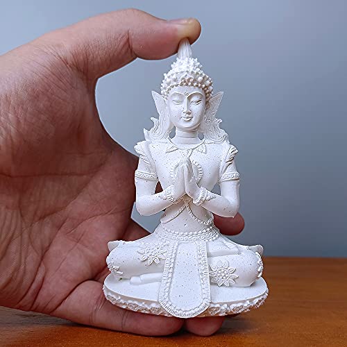 HYFAN Kleine Meditations-Buddha-Statue, harmonische Yoga-Figur, Sammlerstück, Handwerk, Feng Shui-Skulptur, Dekoration für Zuhause, Büro, Regal, Schreibtisch (Weiß 1) von HYFAN