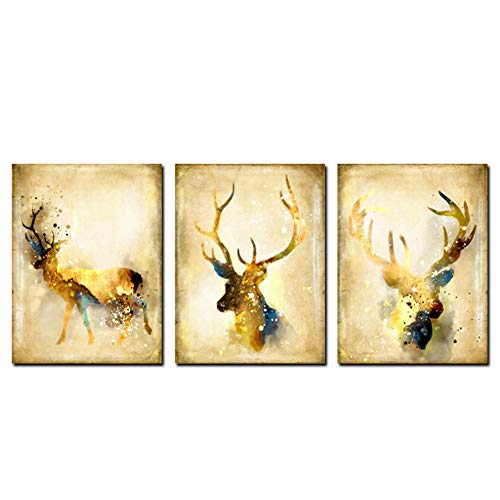 3 Stück Set Von Leinwand Wandkunst Nordic Abstrakte Künstlerische Hirsch Elch Leinwand Malerei Tier Kunstdruck Gemälde Poster Wandbild Für Wohnzimmer 40 * 60 Cm von HYFBH