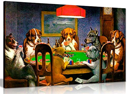 Drucken auf Leinwand Poker Hunde Spielkarten CM Coolidge Druckt Poster Wandkunst Bild Moderne Wohnkultur Leinwand Malerei 60x80cm (23,6x31,5 Zoll) Kein Rahmen von HYFBH