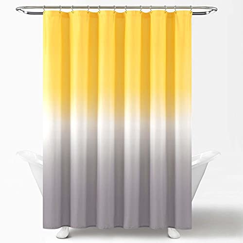 Duschvorhang für Badezimmer, gelber Duschvorhang aus Stoff, wasserdichter Polyester-Badezimmervorhang mit 12 Haken, Badewannendekor 150x203cm/BxH von HYFBH