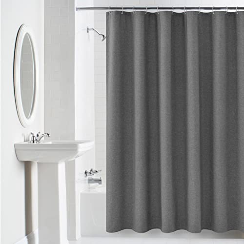 Eleganter Grauer Duschvorhang aus Polyester, wasserdicht für Badezimmer mit Haken, japanischer Badvorhang mit 12 Haken, Badewannendekor 75x200cm/BxH von HYFBH