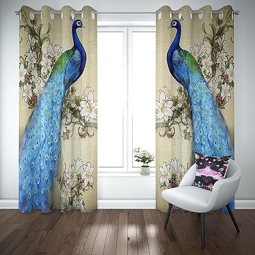 HYFBH 2 Paneele Verdunkelungsvorhänge, Pfauen-Fenstervorhang, Blumen-Pfauen-Verdunkelungsvorhänge für Wohnzimmer, luxuriöser Raumteiler BxH/2x70x230cm gardinen Blickdicht von HYFBH