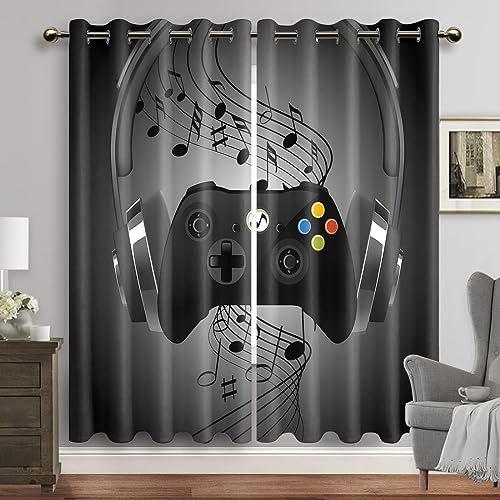 HYFBH Gamer-Verdunklungsvorhänge für Jungen, Schlafzimmer, Gaming-Raum-Dekor, Fenstervorhänge, Videospiel-Fenstervorhang, Vorhänge, 2 Paneele BxH/2x83x160cm vorhänge Blickdicht von HYFBH