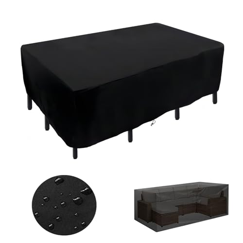 HYFBH Gartenmöbel Abdeckung wasserdichte 105x55x40cm Schwarz Abdeckplane Gartenmöbel Winddicht Anti-UV Schwerlast Oxford Gewebe für Sitzgruppe Gartentische Terrassenmöbel Rattan Möbel Abdeckungen von HYFBH