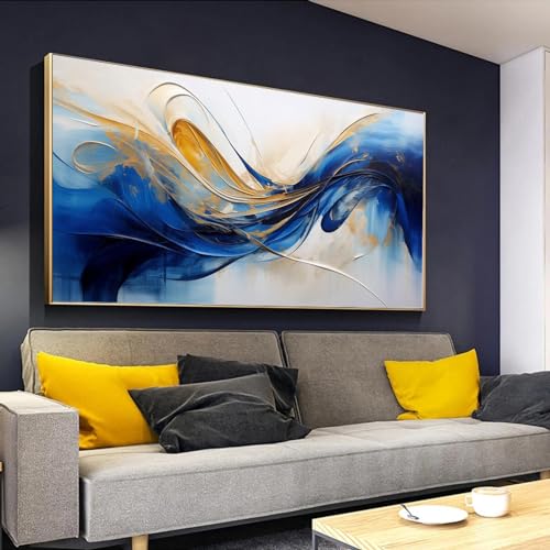 HYFBH Große gerahmte Leinwand-Kunstwand für das Wohnzimmer, übergroßes blaues abstraktes Gemälde, Kunstwerk für Heimdekoration, Wandkunst, Bilder, 100x200cm/39x79in HYFBH Große gerahmte Leinwand-Kunstwand für das Wohnzimmer, übergroßes blaues abstraktes Gemälde, Kunstwerk für Heimdekoration, Wandkunst, Bilder, 100x200cm/39x79in von HYFBH