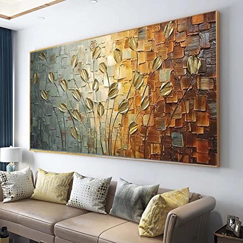HYFBH Große nordische Leinwanddrucke, Blätter, Blumen, abstrakte Malerei auf Leinwand, Wandkunst, Poster, Bilder für Wohnkultur, 100 x 188 cm/39 x 74 Zoll mit Goldrahmen HYFBH Große nordische Leinwanddrucke, Blätter, Blumen, abstrakte Malerei auf Leinwand, Wandkunst, Poster, Bilder für Wohnkultur, 100 x 188 cm/39 x 74 Zoll mit Goldrahmen von HYFBH