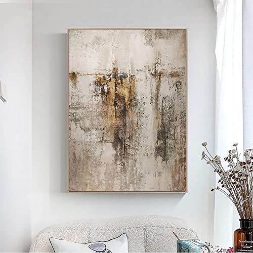 HYFBH Großer Rahmen, Beige-Gold-Braun, abstraktes Kunstgemälde für Wohnzimmer, Beige-Grau-Gemälde, skandinavische Wandkunst, Heimdekoration, 60 x 85 cm/24 x 33 Zoll, mit Rahmen HYFBH Großer Rahmen, Beige-Gold-Braun, abstraktes Kunstgemälde für Wohnzimmer, Beige-Grau-Gemälde, skandinavische Wandkunst, Heimdekoration, 60 x 85 cm/24 x 33 Zoll, mit Rahmen von HYFBH