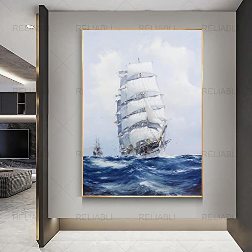 HYFBH Nordic Leinwand Gemälde Seascape Schiff Segelboot Poster und Navigationsdrucke Wandkunst Bilder für Wohnzimmer Dekoration 100x155cm/39x61inch mit Goldrahmen HYFBH Nordic Leinwand Gemälde Seascape Schiff Segelboot Poster und Navigationsdrucke Wandkunst Bilder für Wohnzimmer Dekoration 100x155cm/39x61inch mit Goldrahmen von HYFBH