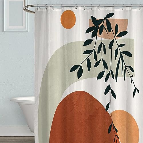 HYFBH Nordischer Wind, abstrakte Kunst, Boho-Duschvorhang, wasserdichter Polyester-Badevorhang, Morandi-Farbblock-Vorhänge für Badezimmer-Dekor 100x190cm/BxH von HYFBH