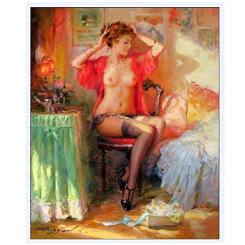 HYFBH Porträtkunst Sexy Nackte Frau Ölgemälde für Schlafzimmer Wanddekor Impressional Leinwand Malerei Rahmen Decor-60x80cm Mit Rahmen von HYFBH