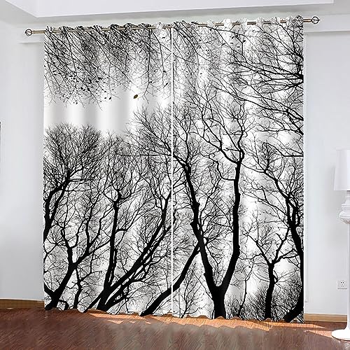 HYFBH Waldzweige Schatten Digitaldruck Sonnenschutzvorhänge Wohnzimmer Schlafzimmer Heimdekoration Zweige Textur Vorhänge BxH/2x250x270cm Vorhang Blickdicht von HYFBH