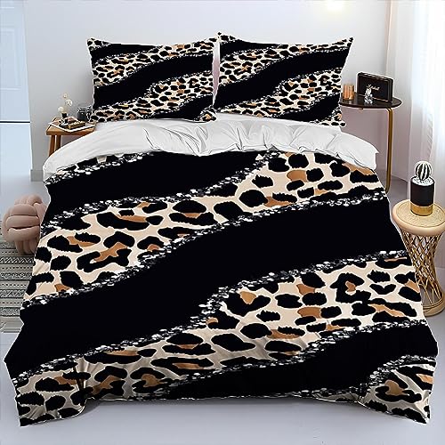 HYFBH Wild Leopard Print Series Tröster-Bettwäsche-Set, Bettbezug, Bett-Set, Bettbezug, Kissenbezug, King-Size-Bettwäsche-Set für Erwachsene und Kinder, 210 x 230 cm Bettbezug von HYFBH