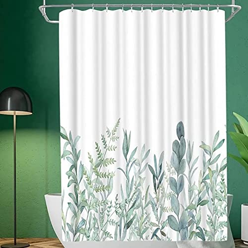 Pflanzen-Duschvorhang Frühlingsgrüne Blätter Minimalismus-Kunst-Duschvorhänge, wasserdichtes Polyester-Badezimmerdekor mit 12 Haken 180x230cm/BxH Pflanzen-Duschvorhang Frühlingsgrüne Blätter Minimalismus-Kunst-Duschvorhänge, wasserdichtes Polyester-Badezimmerdekor mit 12 Haken 180x230cm/BxH von HYFBH