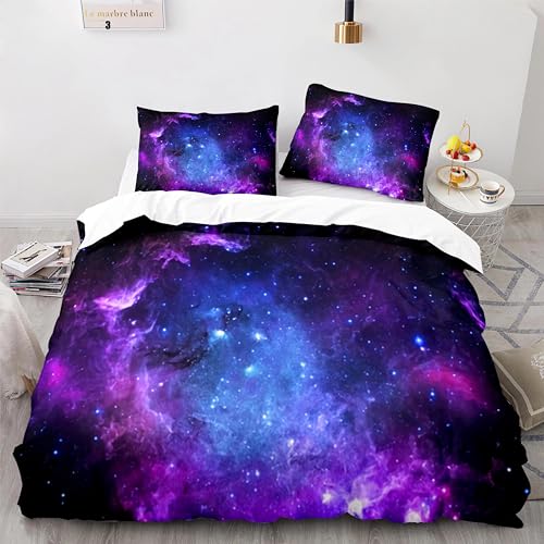 Space Galaxy Aurora Sunset Glow Bettwäsche-Set, Einzelbett, Twin, Full, Queen, King Size, Himmel, Sterne, Baum, Bettset, Aldult Kid, Bettbezug, 150 x 210 cm, Bettbezug von HYFBH