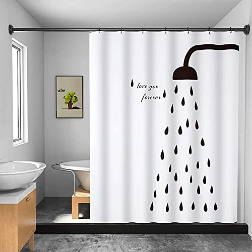 Wasserdichter Duschvorhang aus natürlichem Pflanzen-Polyester-Badevorhang für Zuhause, Badewannen-Trennvorhang, Badezimmer-Dekor mit Haken 240x175cm/BxH von HYFBH